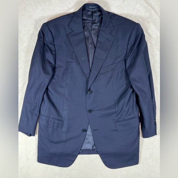 Ermenegildo Zegna 44R Lux Wool & Silk Blend Navy Pinstripe Suit - Picture 2 of 12